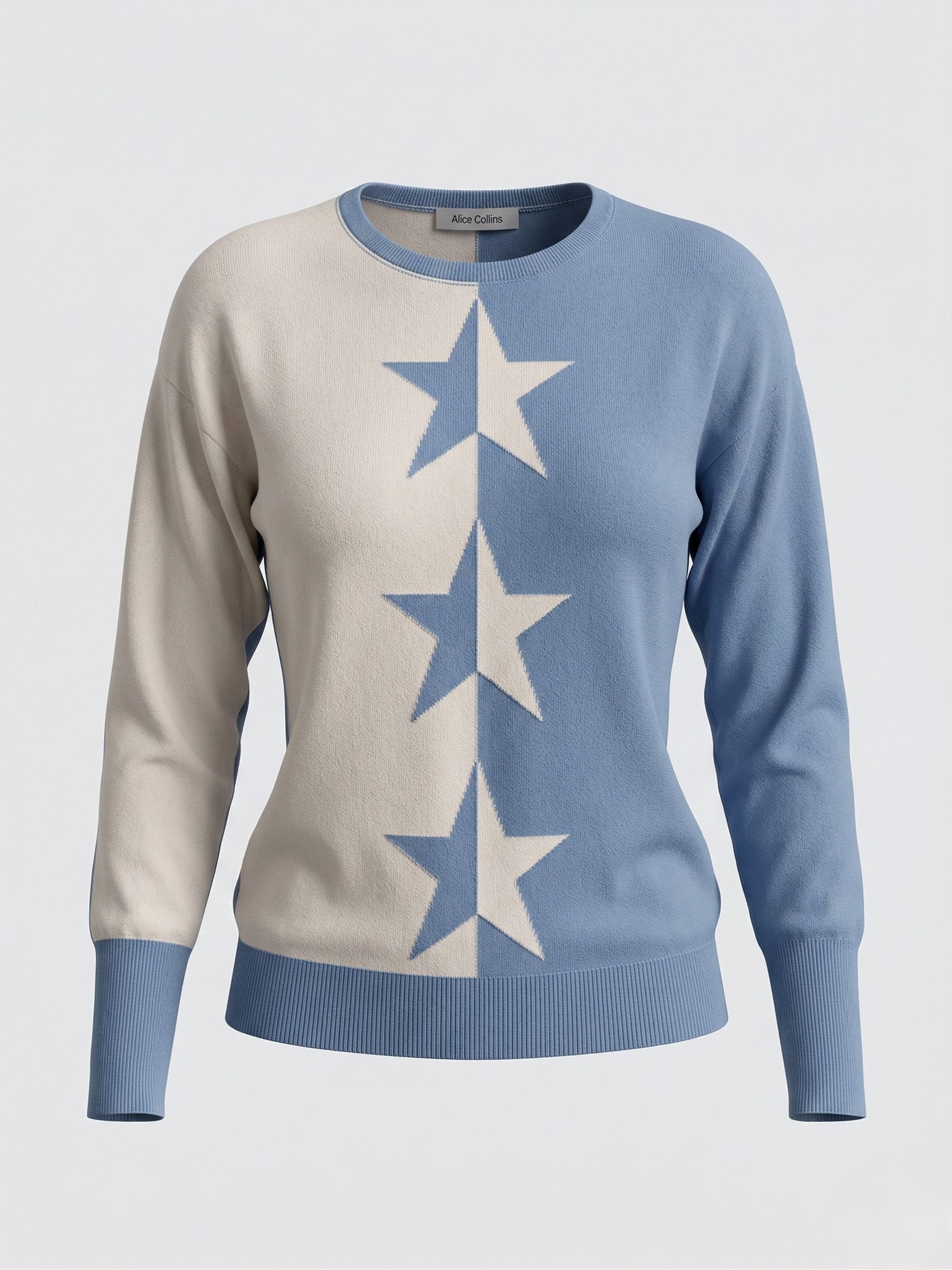 Alice Collins Madison Star Jumper in Blue Smoke and Oyster
