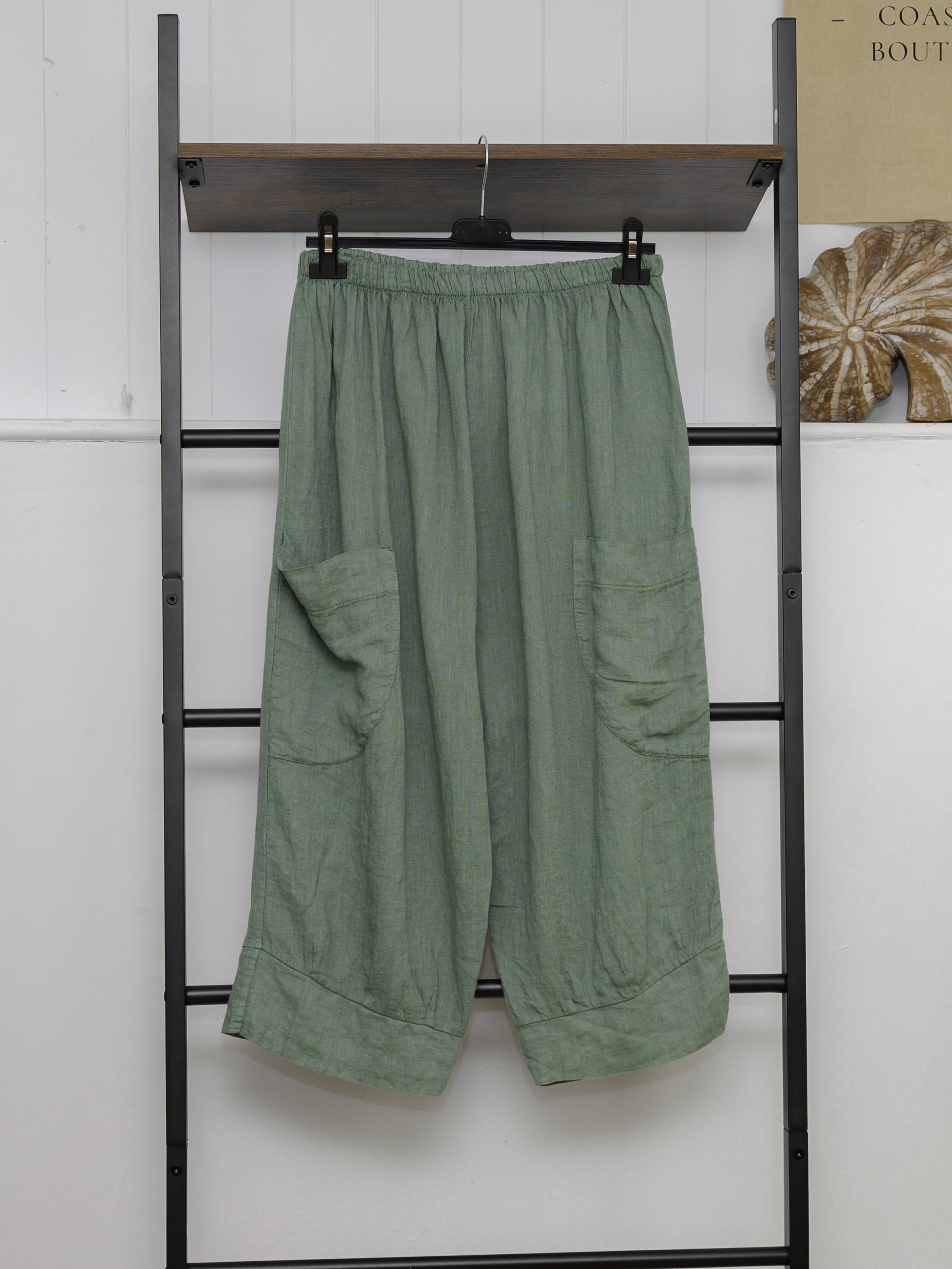 Pure Linen 3/4 Wide Leg Trousers