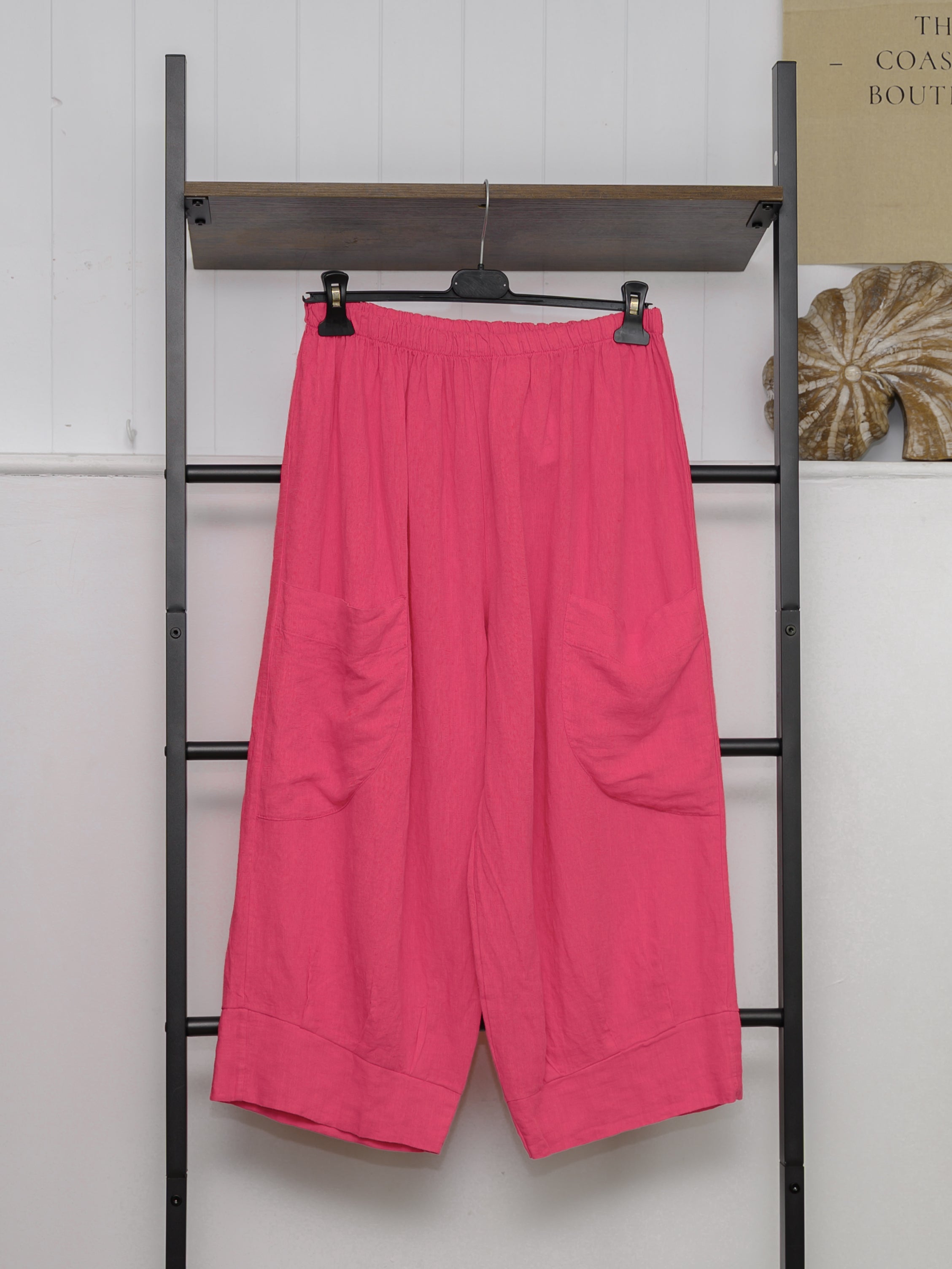 Pure Linen 3/4 Wide Leg Trousers