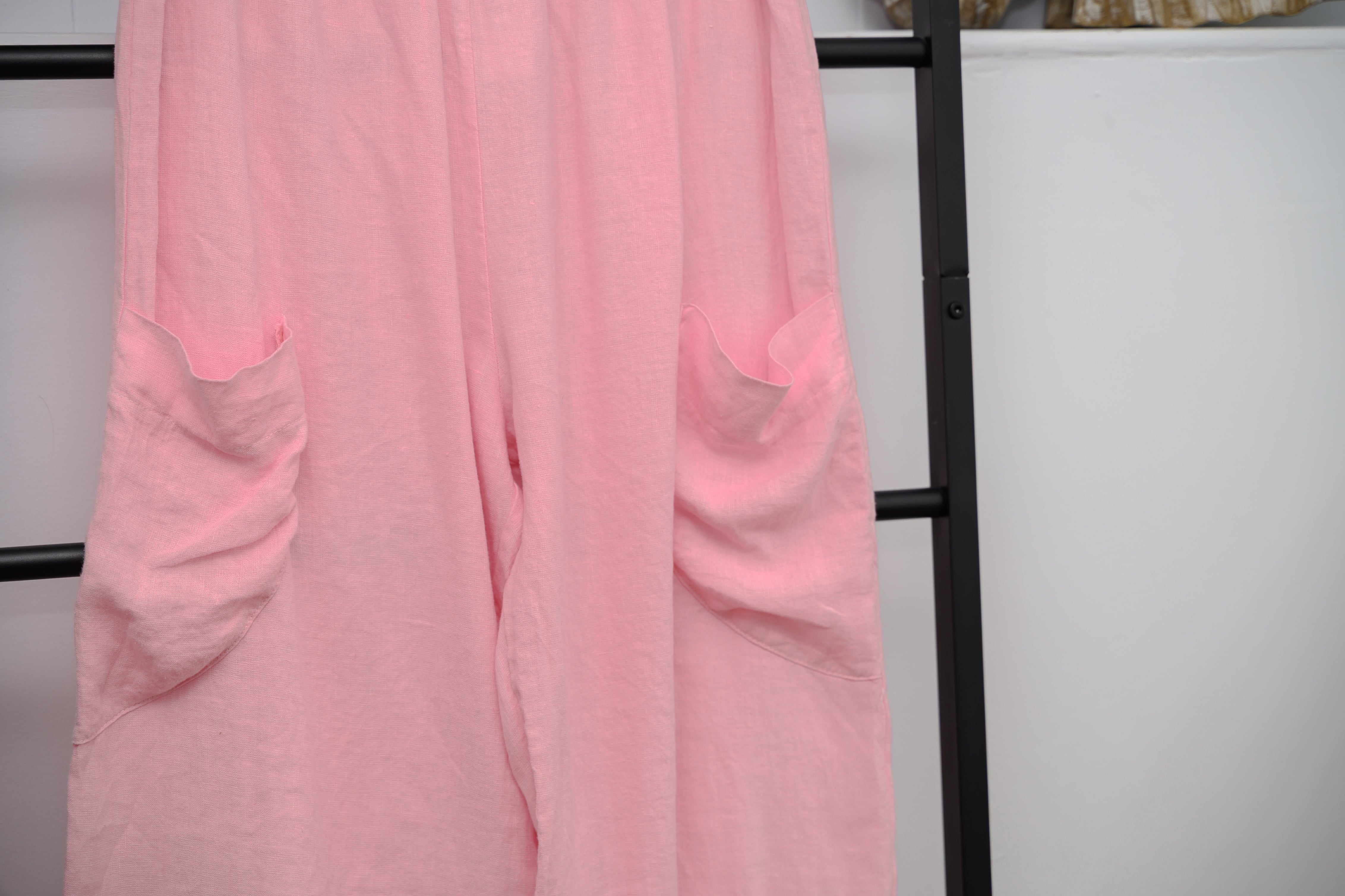 Pure Linen 3/4 Wide Leg Trousers