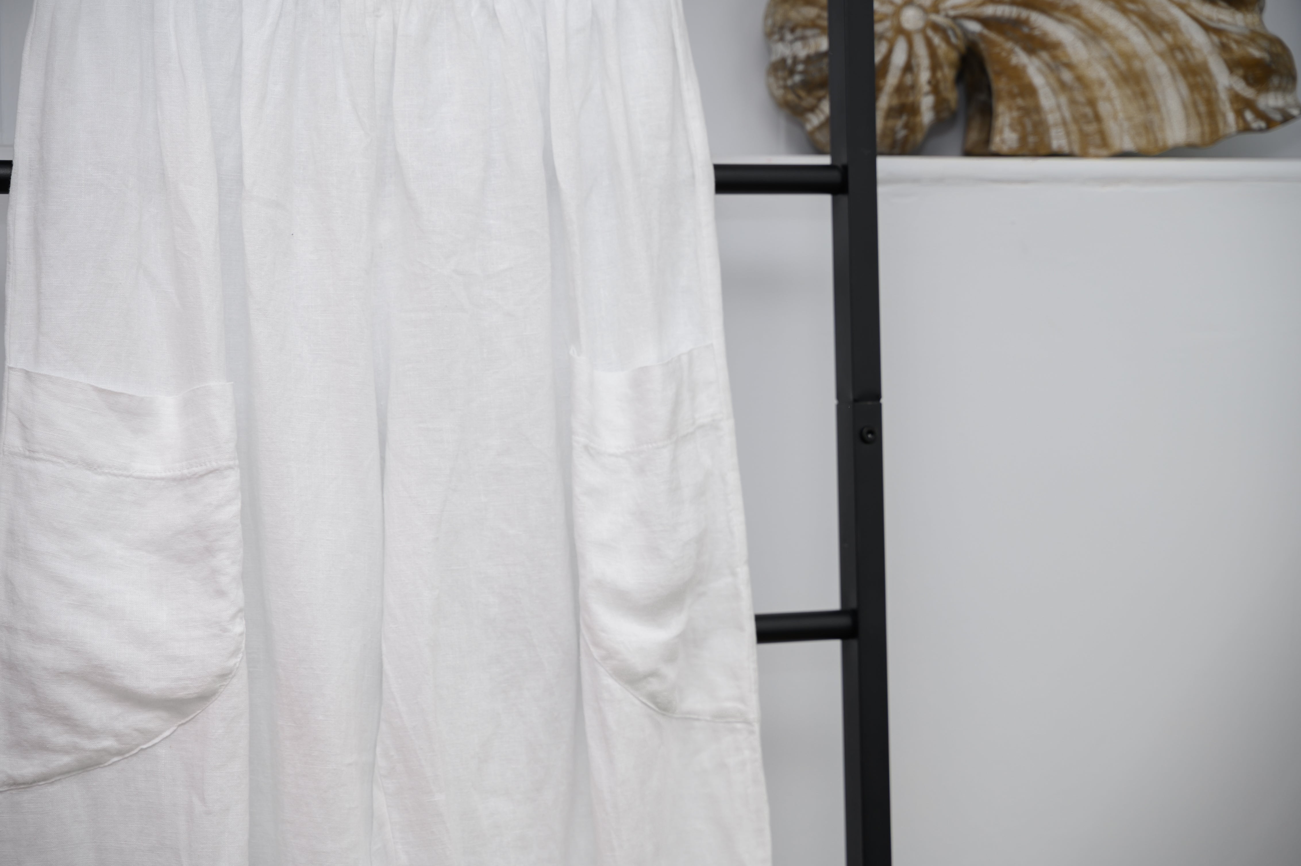 Pure Linen 3/4 Wide Leg Trousers