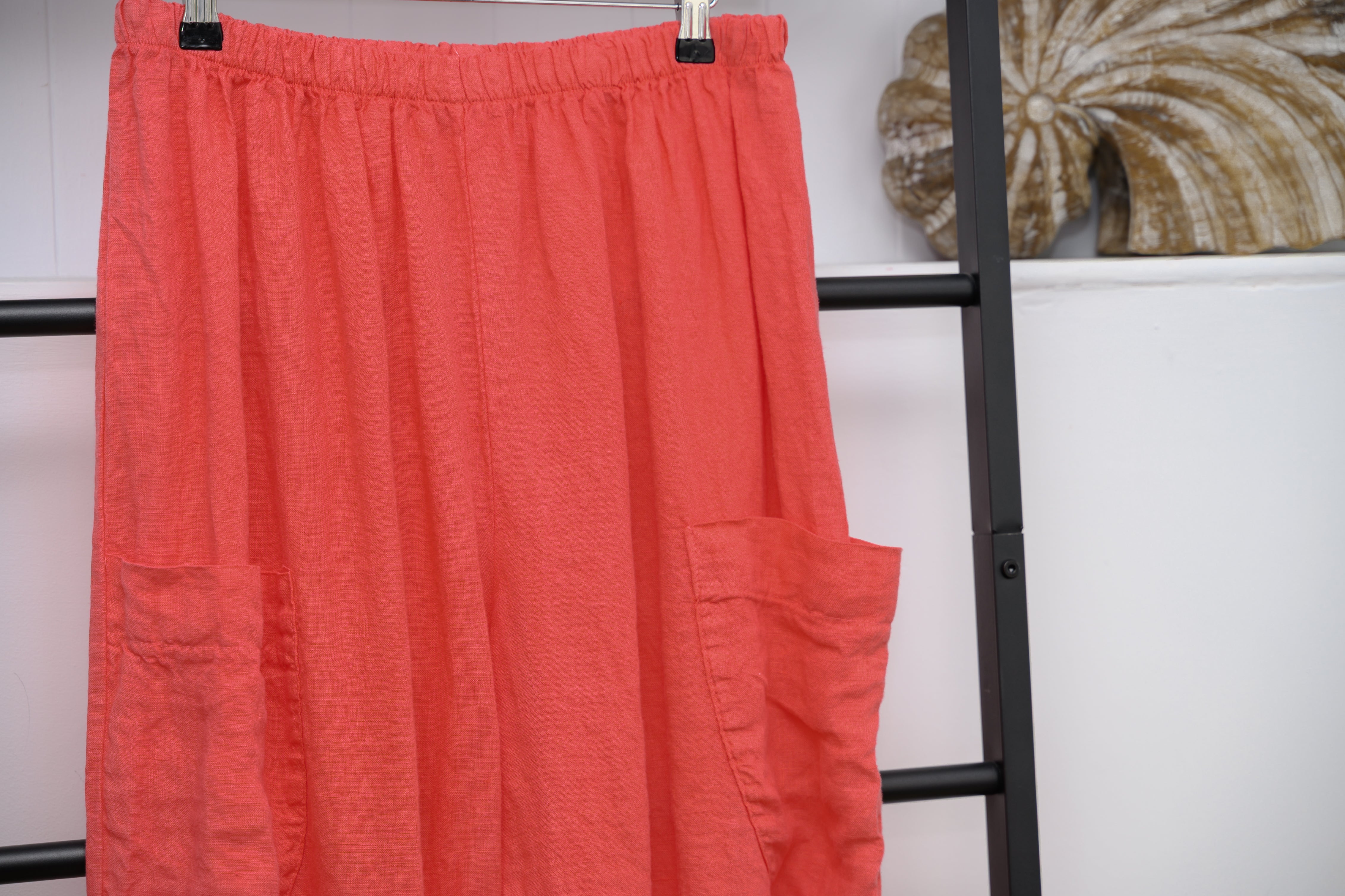 Pure Linen 3/4 Wide Leg Trousers