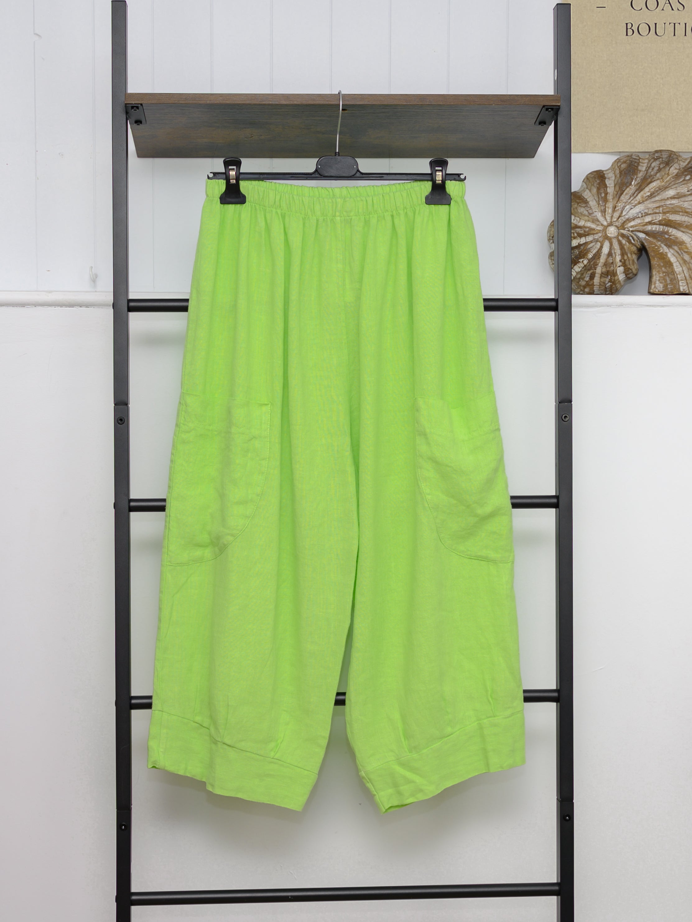 Pure Linen 3/4 Wide Leg Trousers