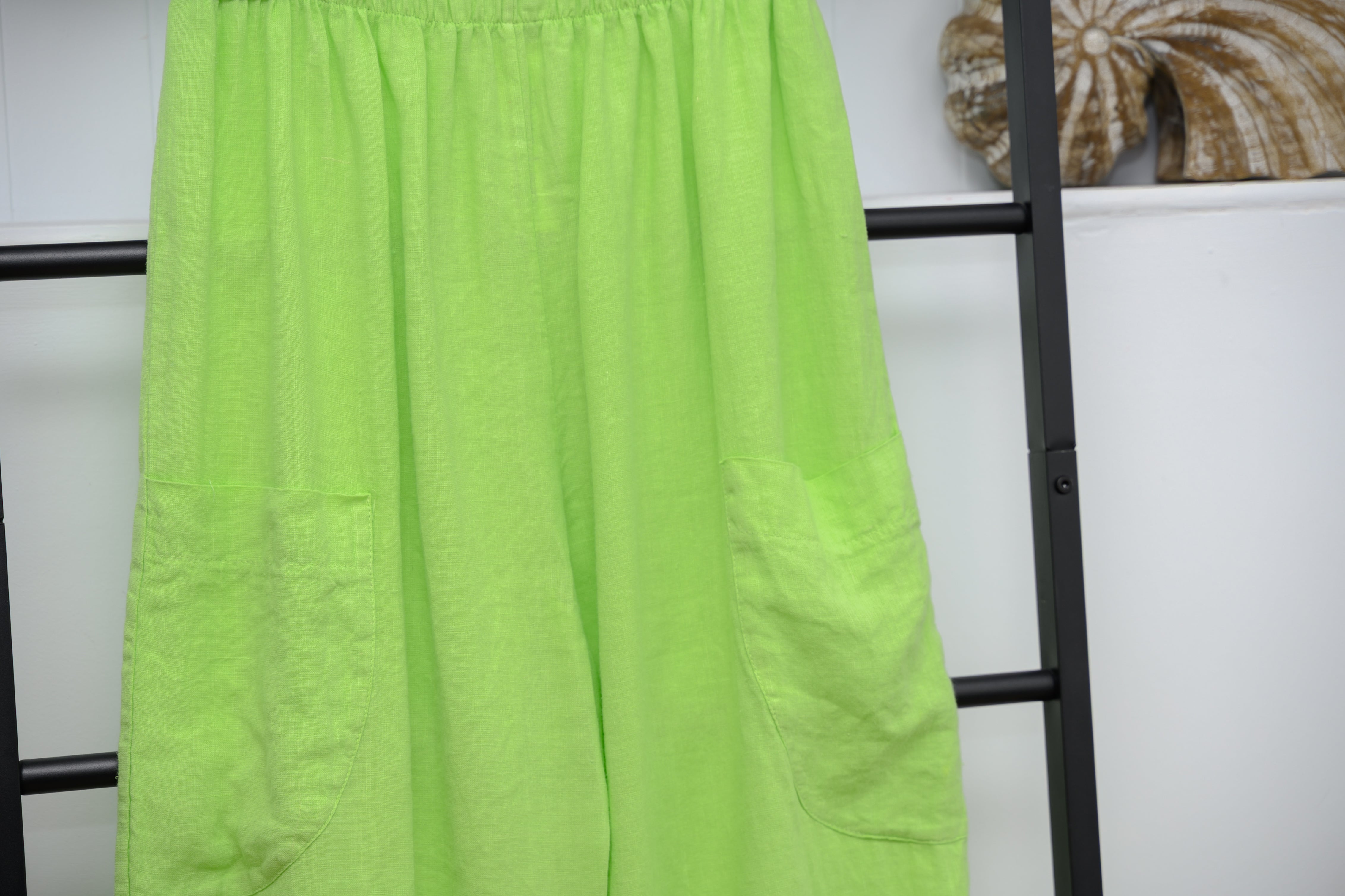 Pure Linen 3/4 Wide Leg Trousers