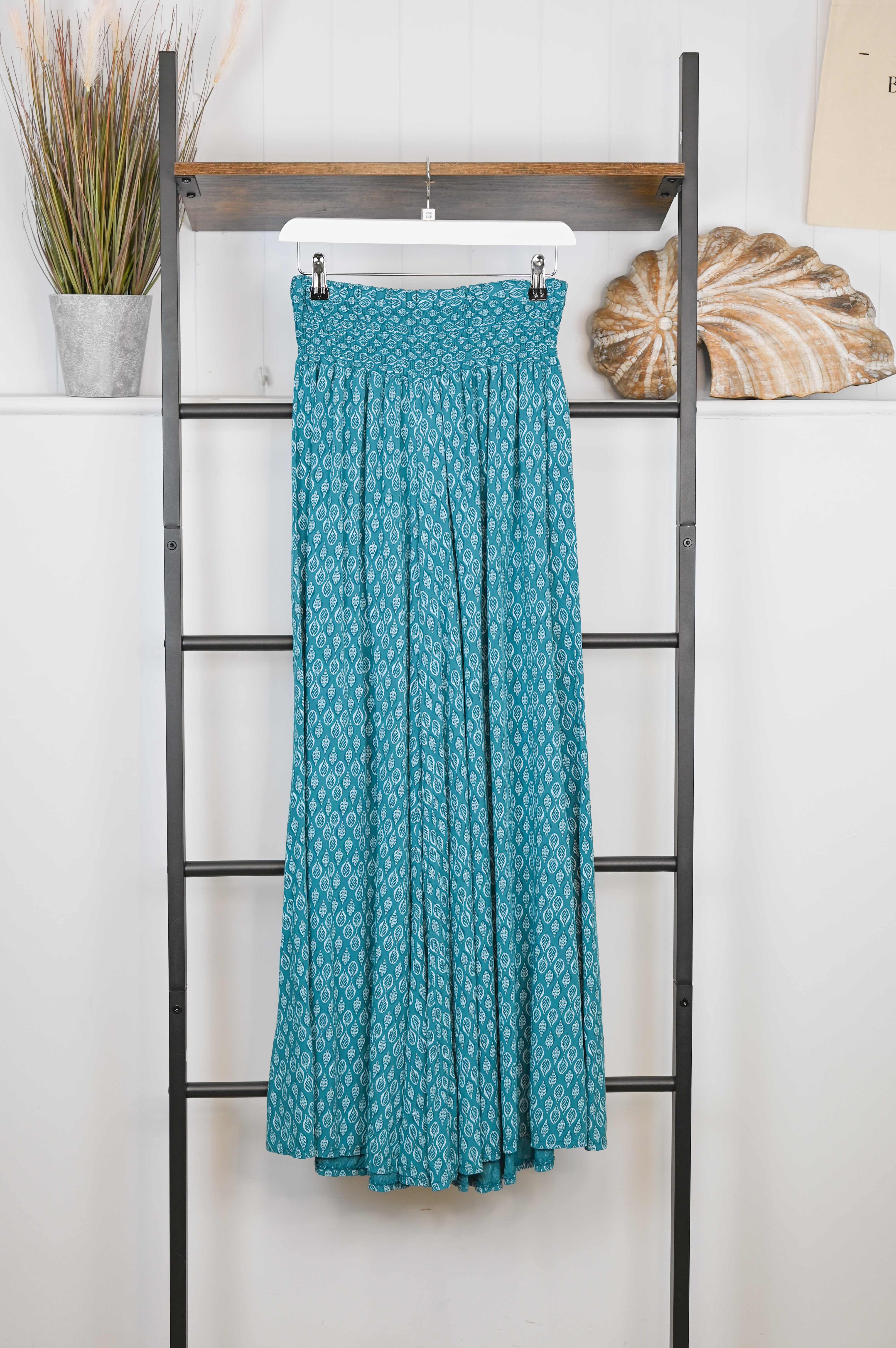 Leaf Print Super Wide Leg Palazzo Trousers - The Coastal Boutique