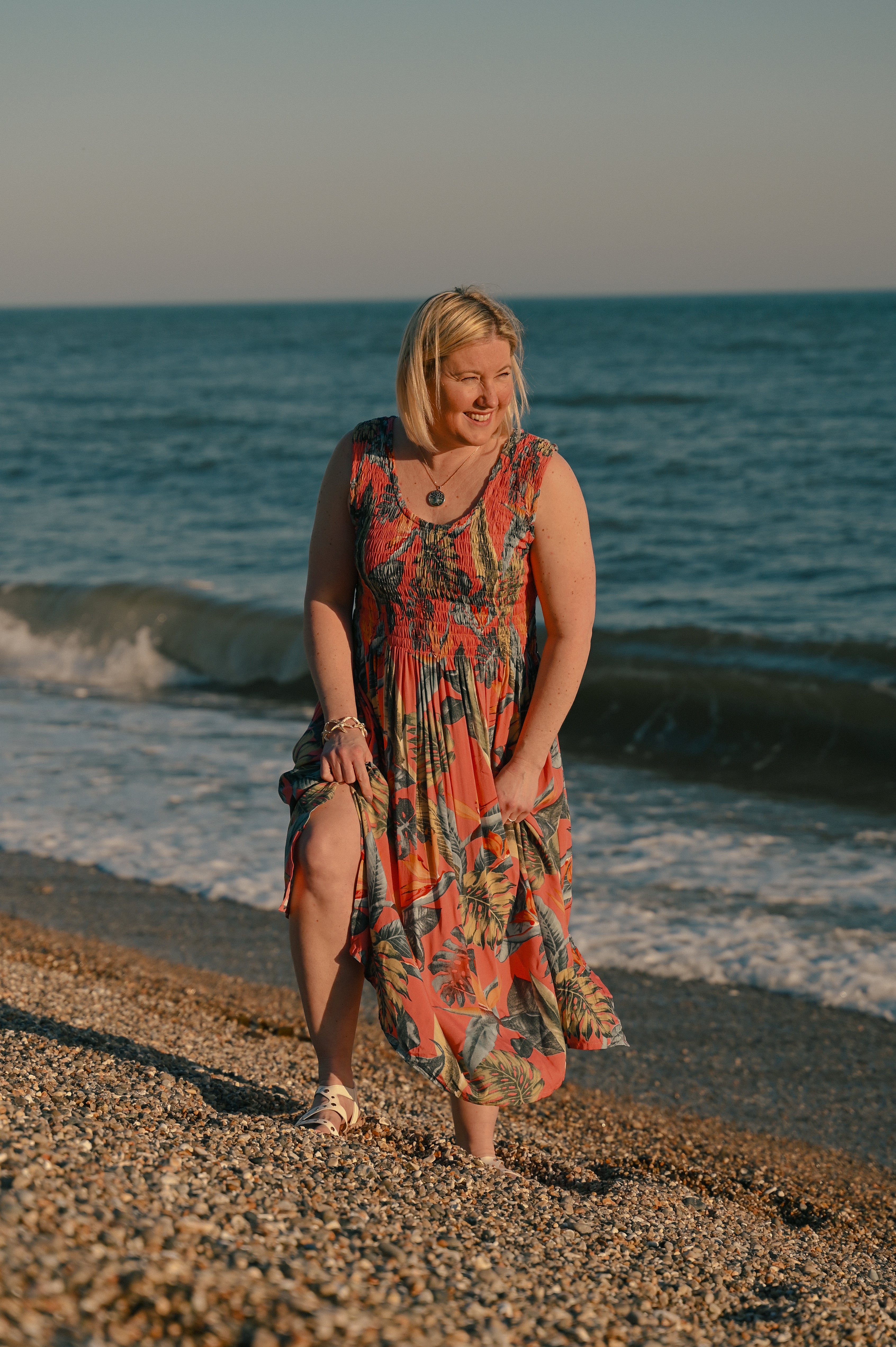 Tropical Botanic Leaf Print Bali Sleeveless Dress - The Coastal Boutique