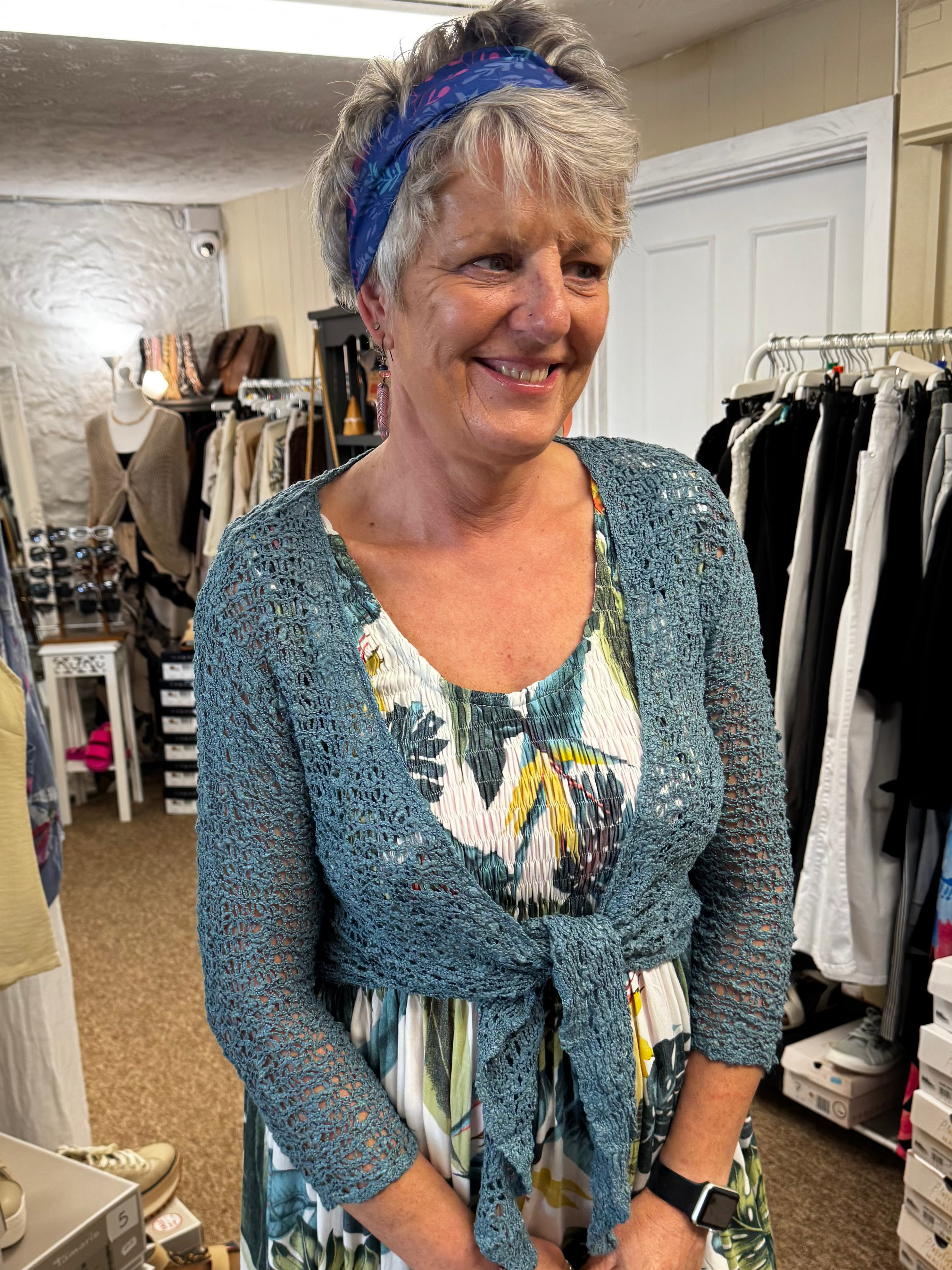 Popcorn Ikat tie front Cardigan