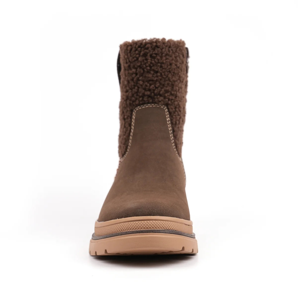 Lunar Dawn dark brown ankle boot zip and cuff detail