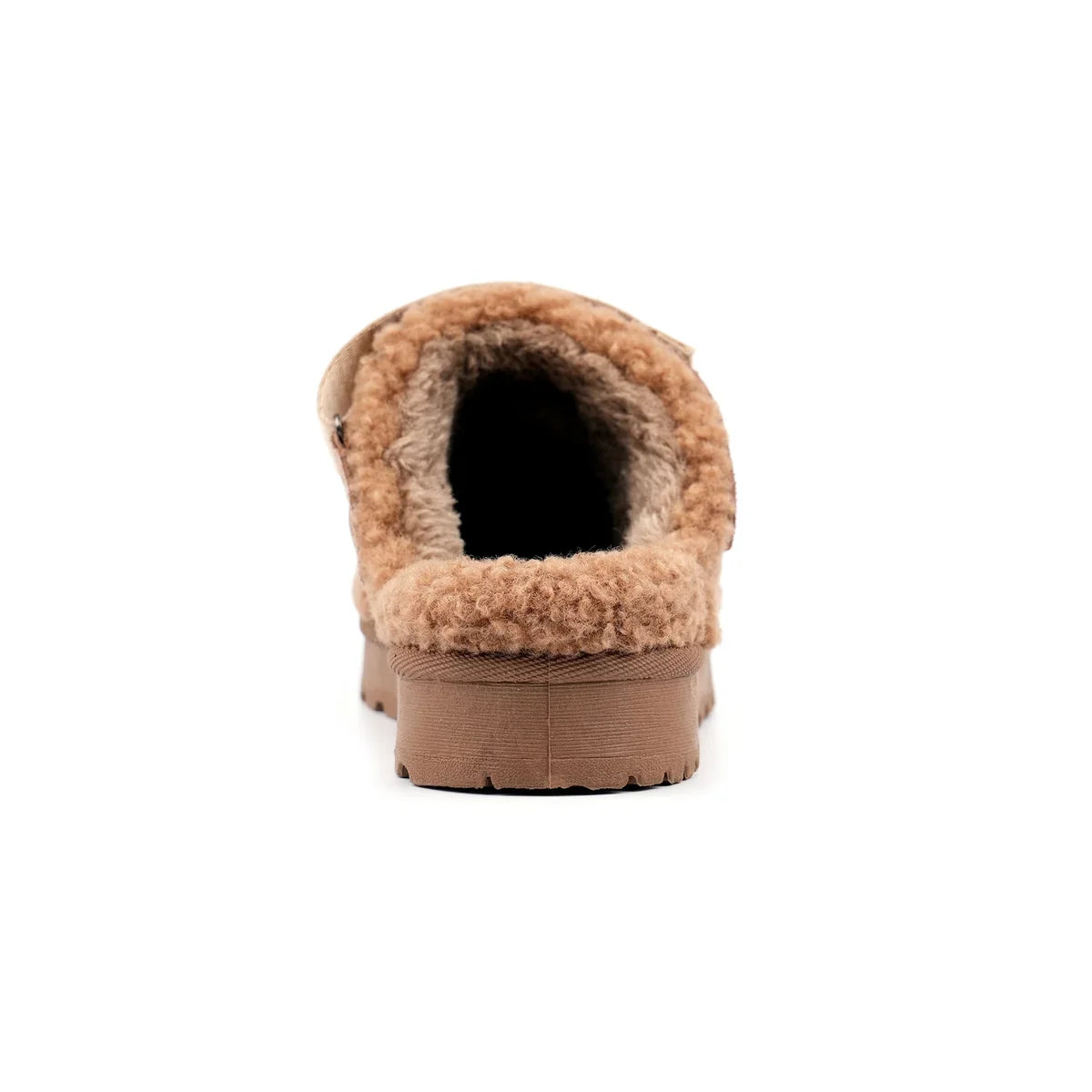 Lunar Naples mink teddy slippers with adjustable strap