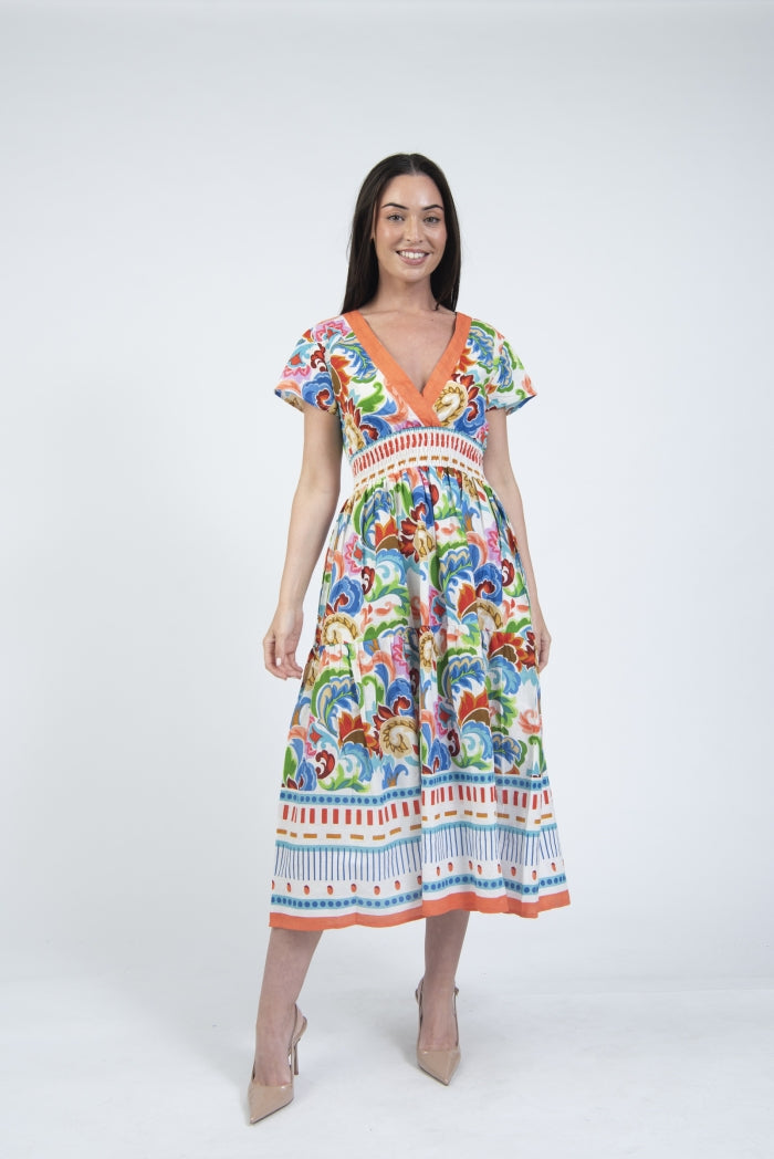 Jessica Graaf V-Neck Cotton Printed Dress - The Coastal Boutique