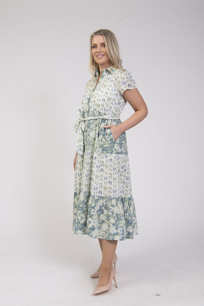 Jessica Graaf Printed Tiered Shirt Dress - The Coastal Boutique