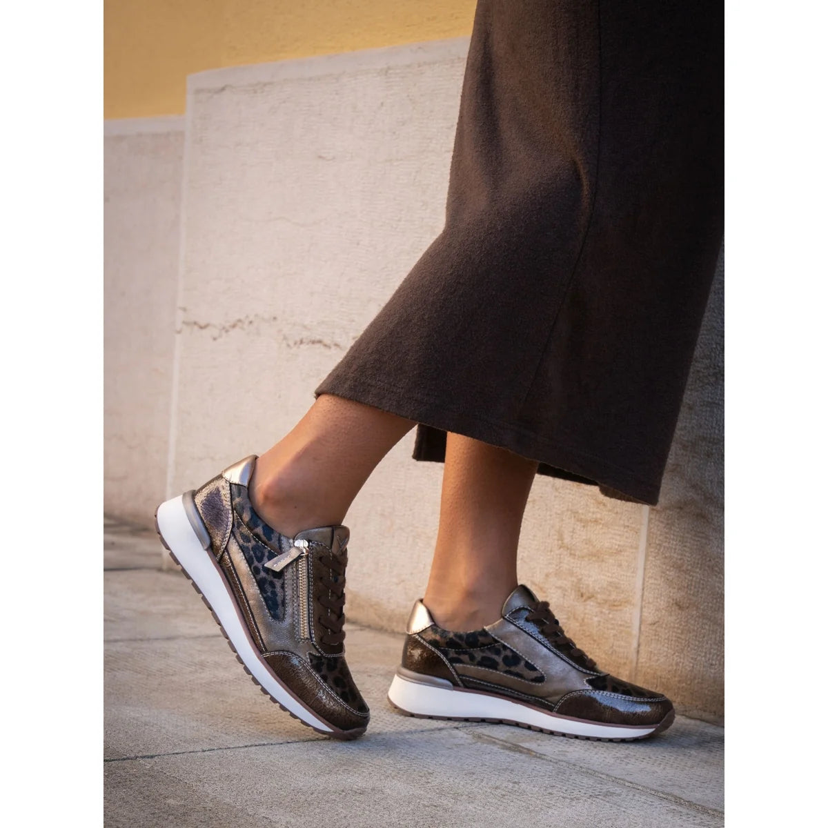 Lunar Sally taupe animal-print trainer product view