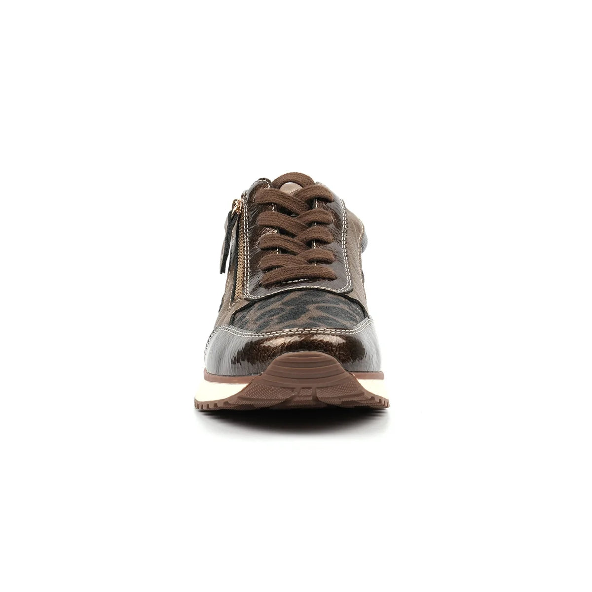 Lunar Sally taupe trainer lace and side-zip detail