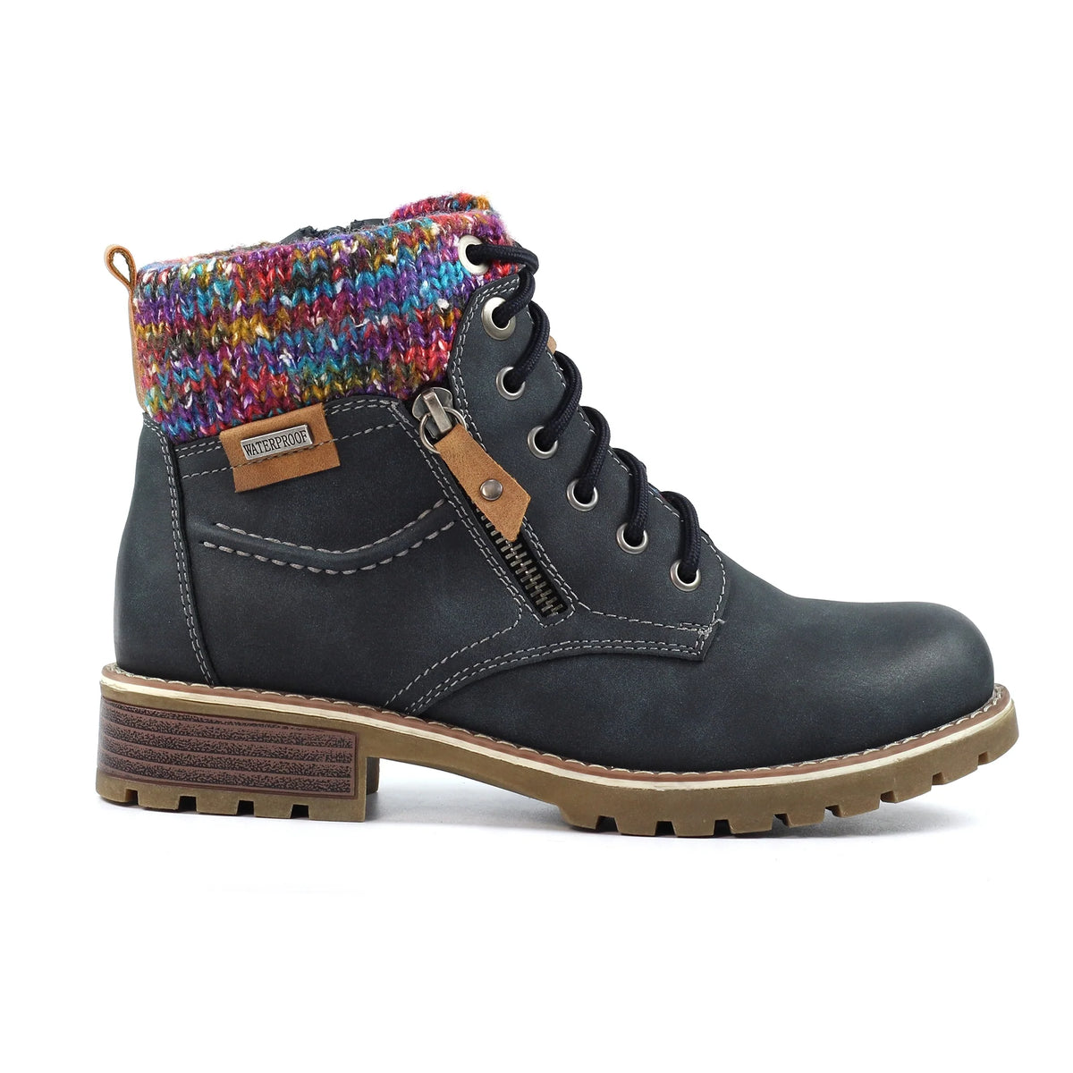 Lunar Tabasco navy blue waterproof ankle boot side view
