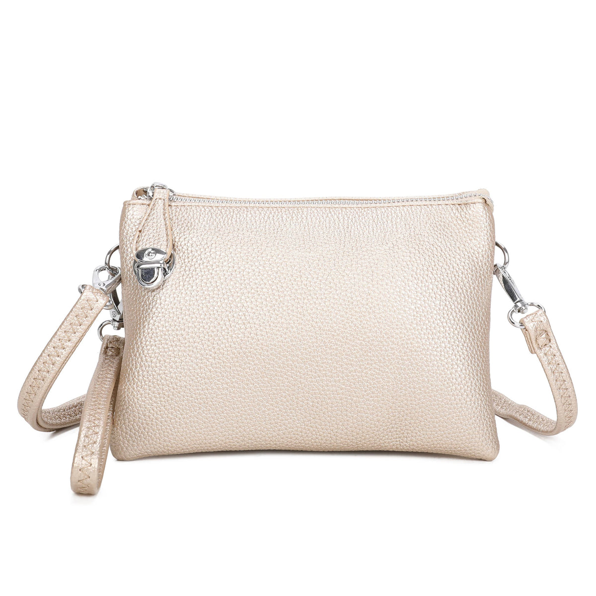 Double-zip crossbody pouch bag in Brown, Coffee, Teal and Navy - product view 10