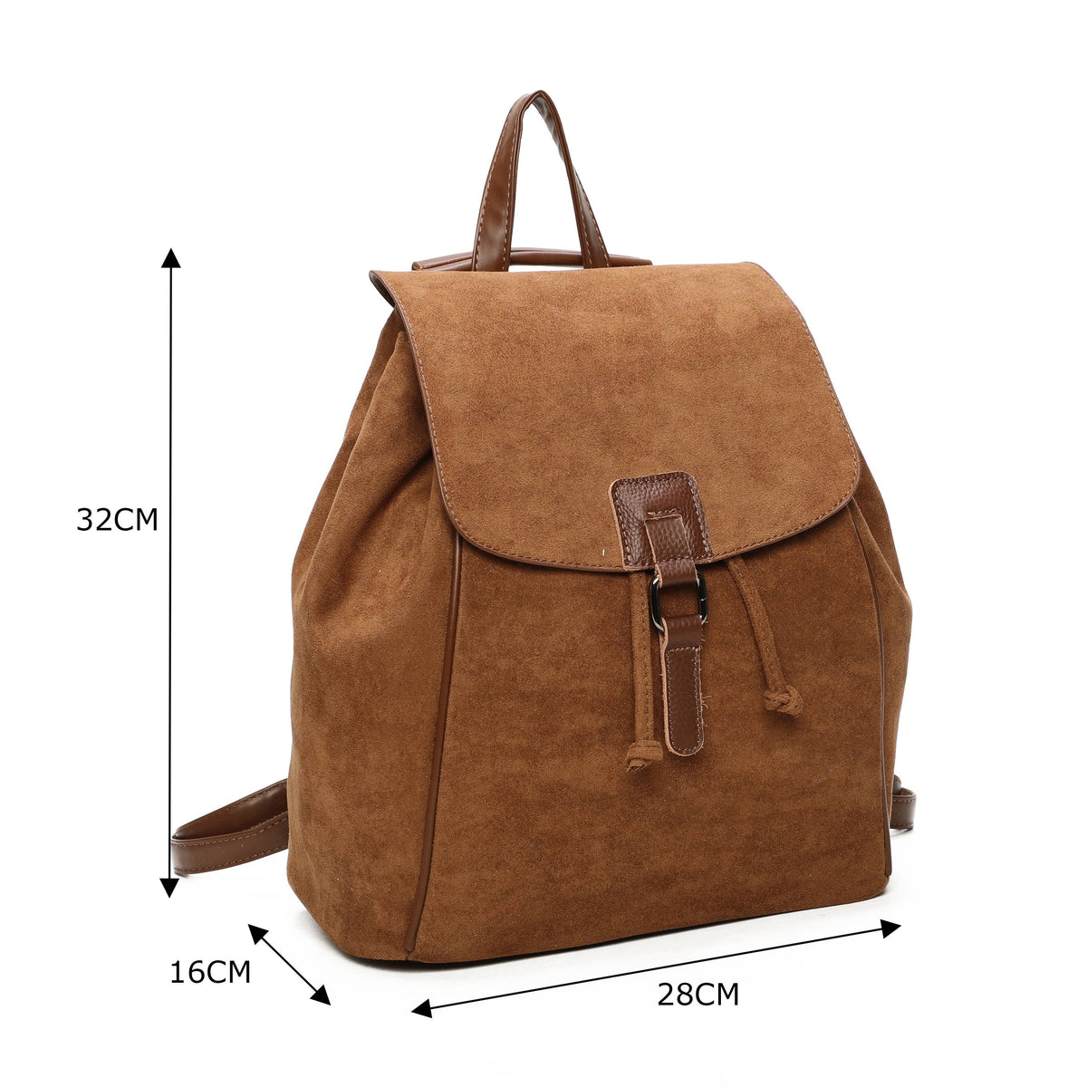 Suede-style flap backpack in Grey, Navy and Black - product view 5