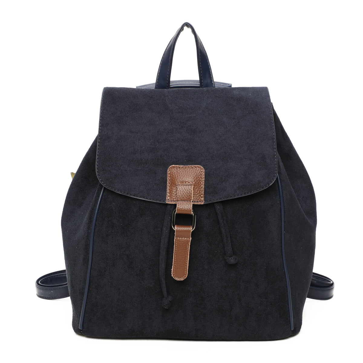 Suede-style flap backpack in Grey, Navy and Black - product view 3
