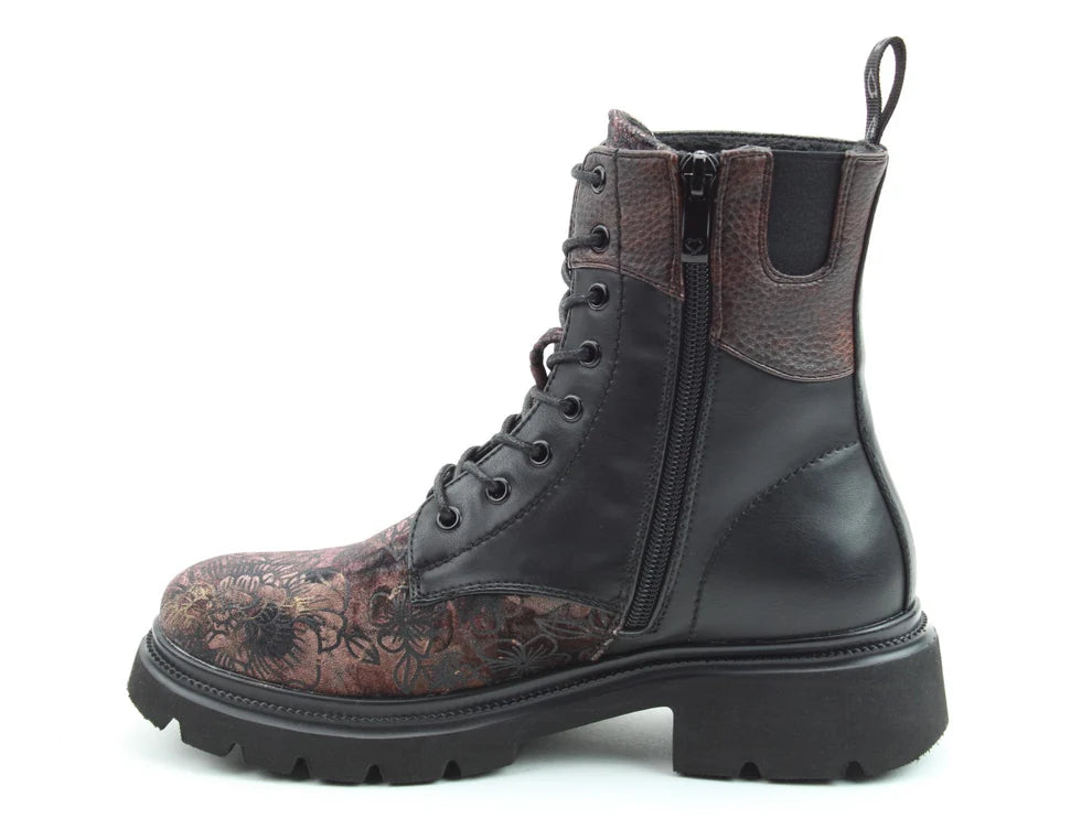 Heavenly Feet Florie Velour Panel Lace-up Boots