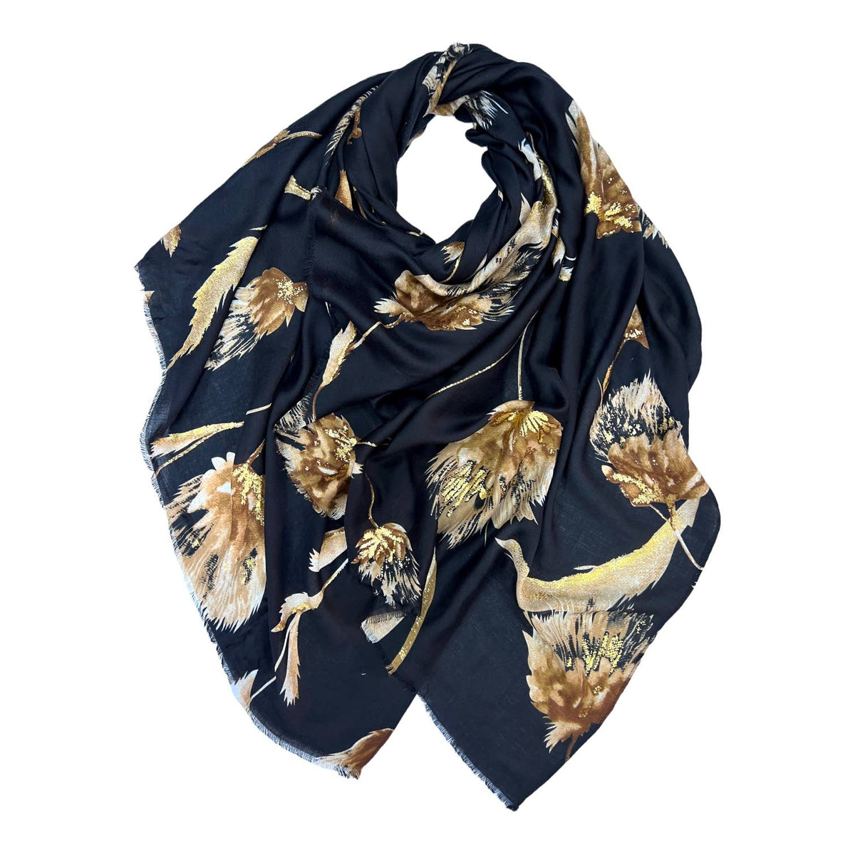 Dusty miller flower print on medium weight scarf