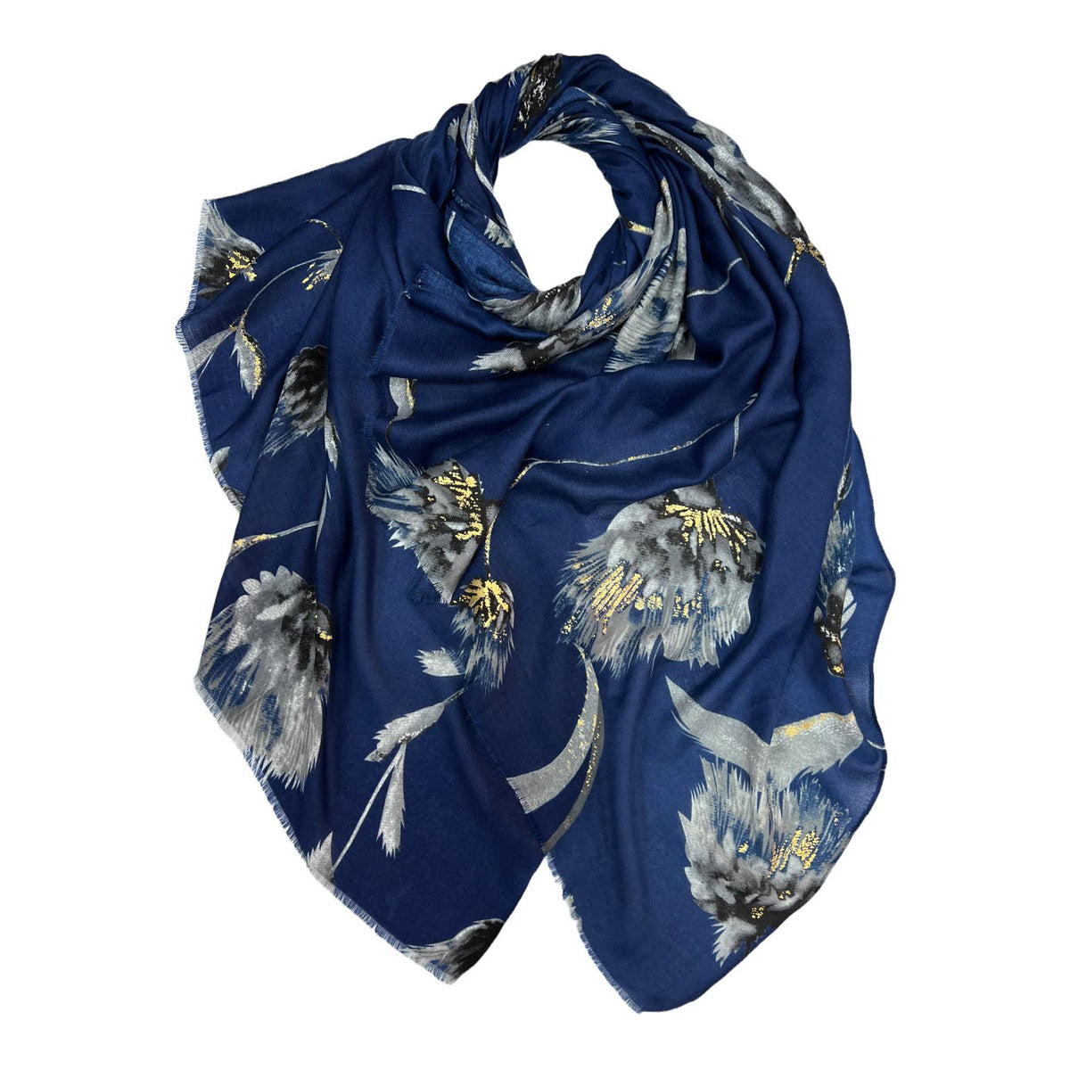 Dusty miller flower print on medium weight scarf