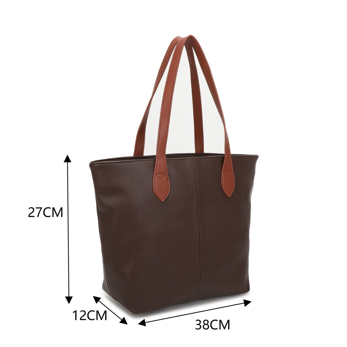 Two-tone handle tote bag in Navy, Teal, Dark Grey and Coffee - product view 6