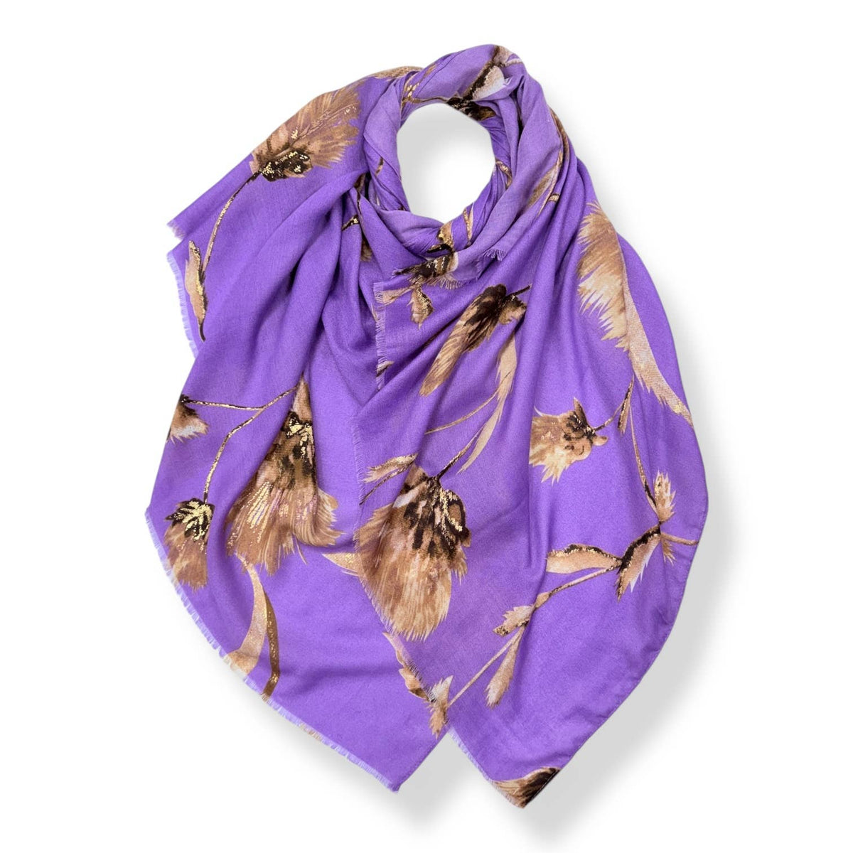 Dusty miller flower print on medium weight scarf