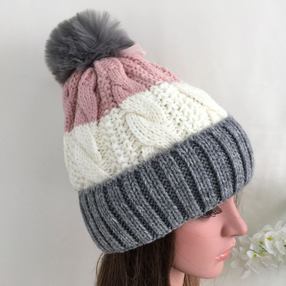 Cable Knit Fleece Lined Bobble Hat image 2