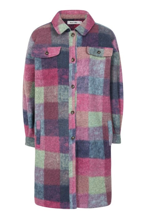 Alice Collins Elle Oversized Fleece Long Jacket Check image 1
