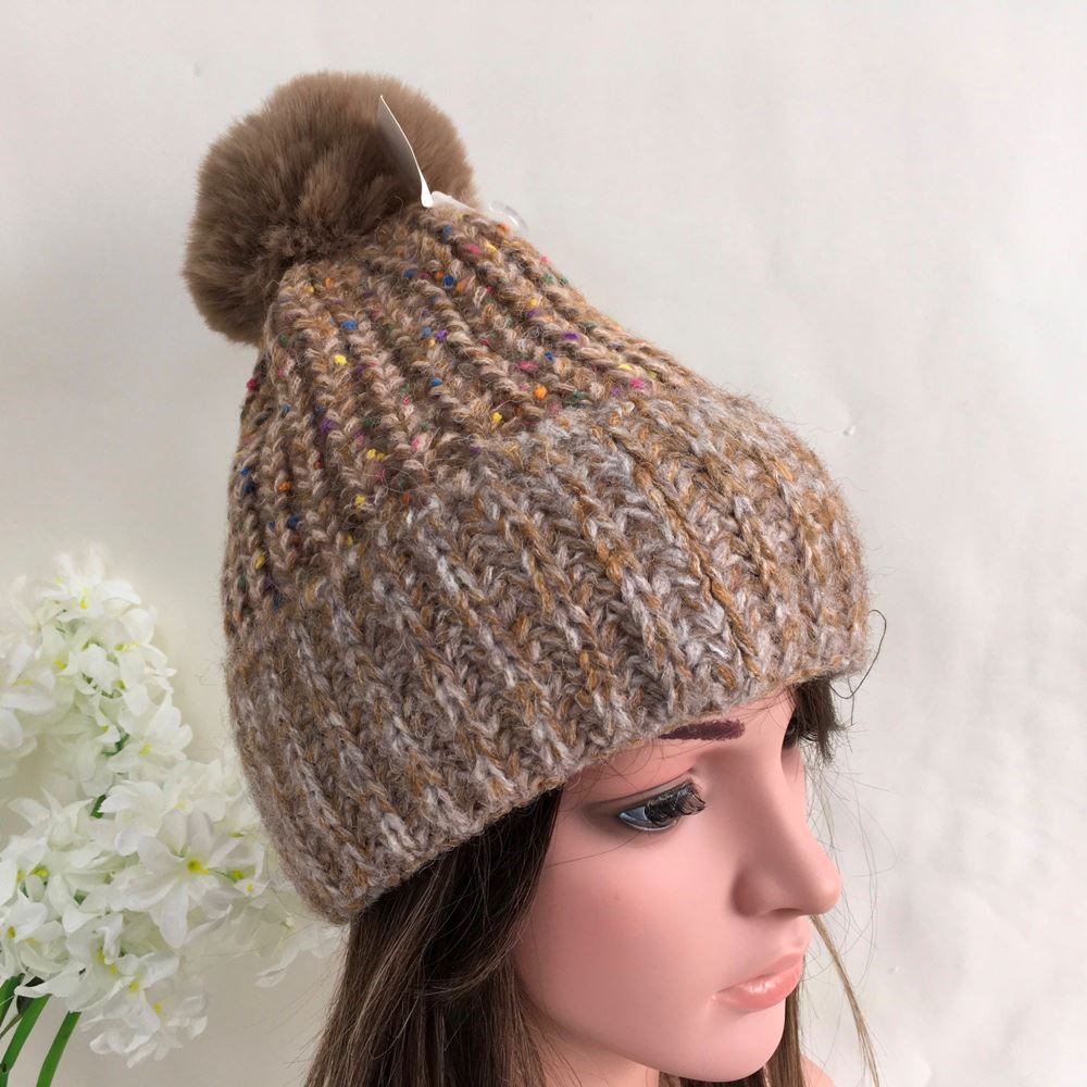 Speckle Knit Fleece Lined Bobble Hat image 3