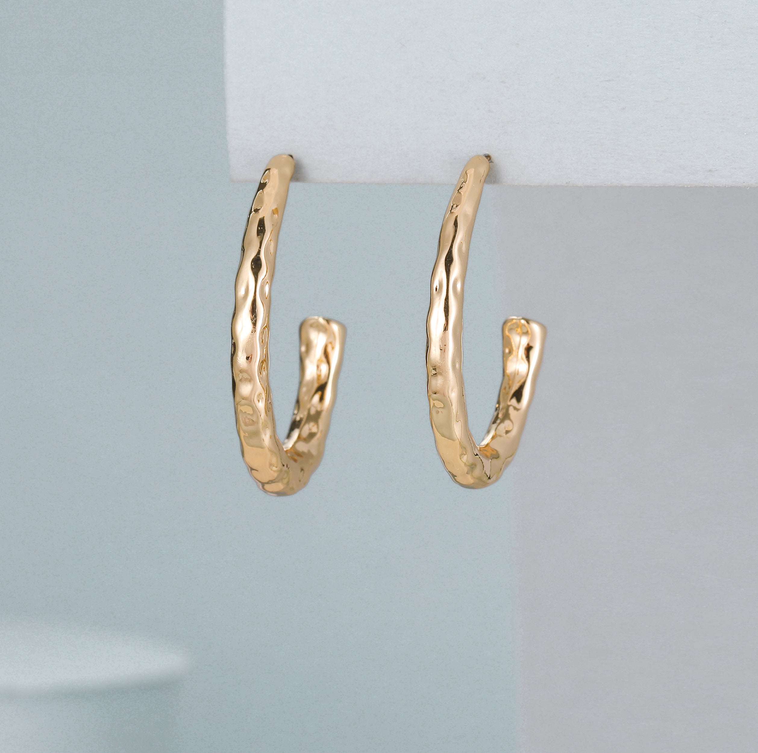 Elide Huggie Hoop Hammered Metal Earrings