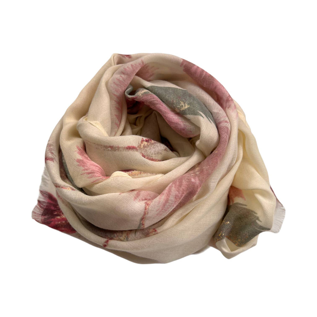 Dusty miller flower print on medium weight scarf