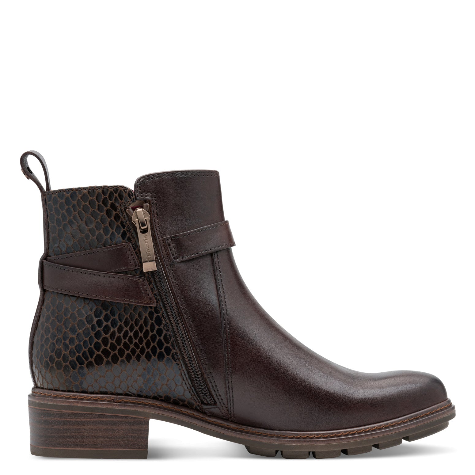 Tamaris Leather Snakeskin Effect Ankle Boots image 6