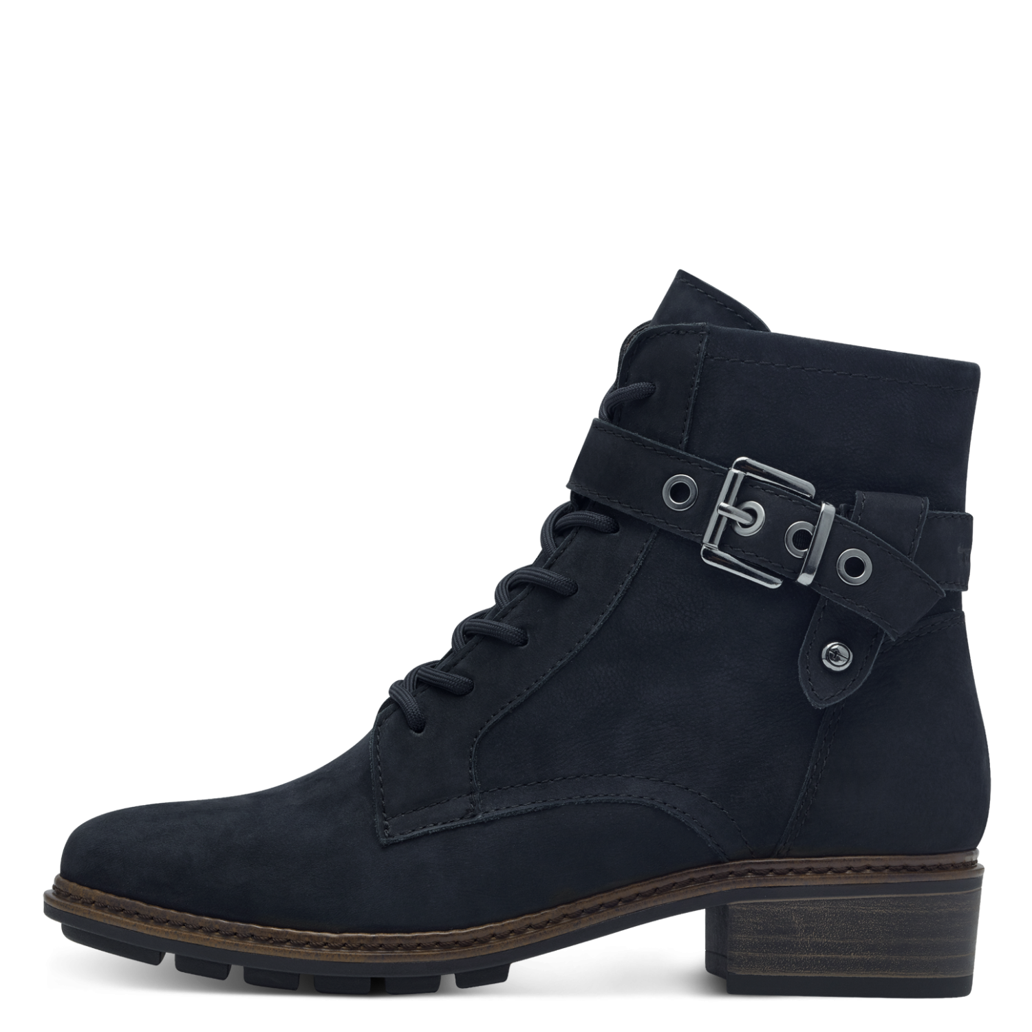 Tamaris Navy Nubuc Suede Leather Biker Boots image 4