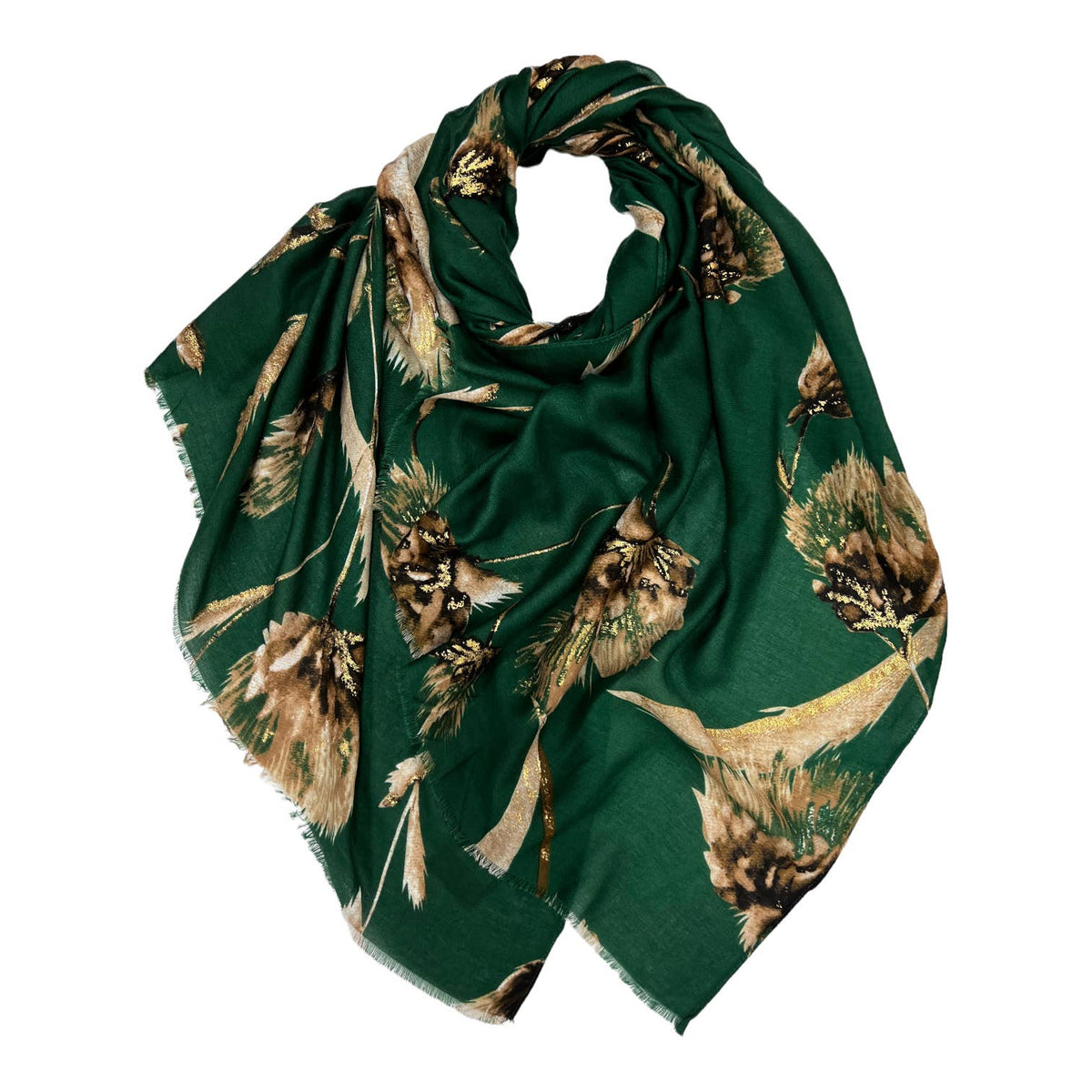 Dusty miller flower print on medium weight scarf