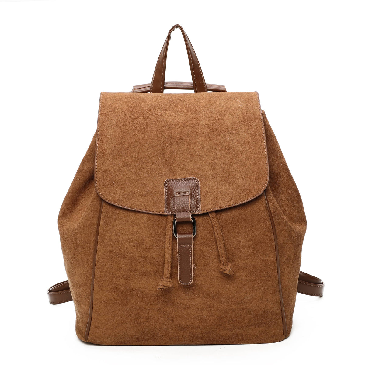 Suede-style flap backpack in Grey, Navy and Black - product view 1