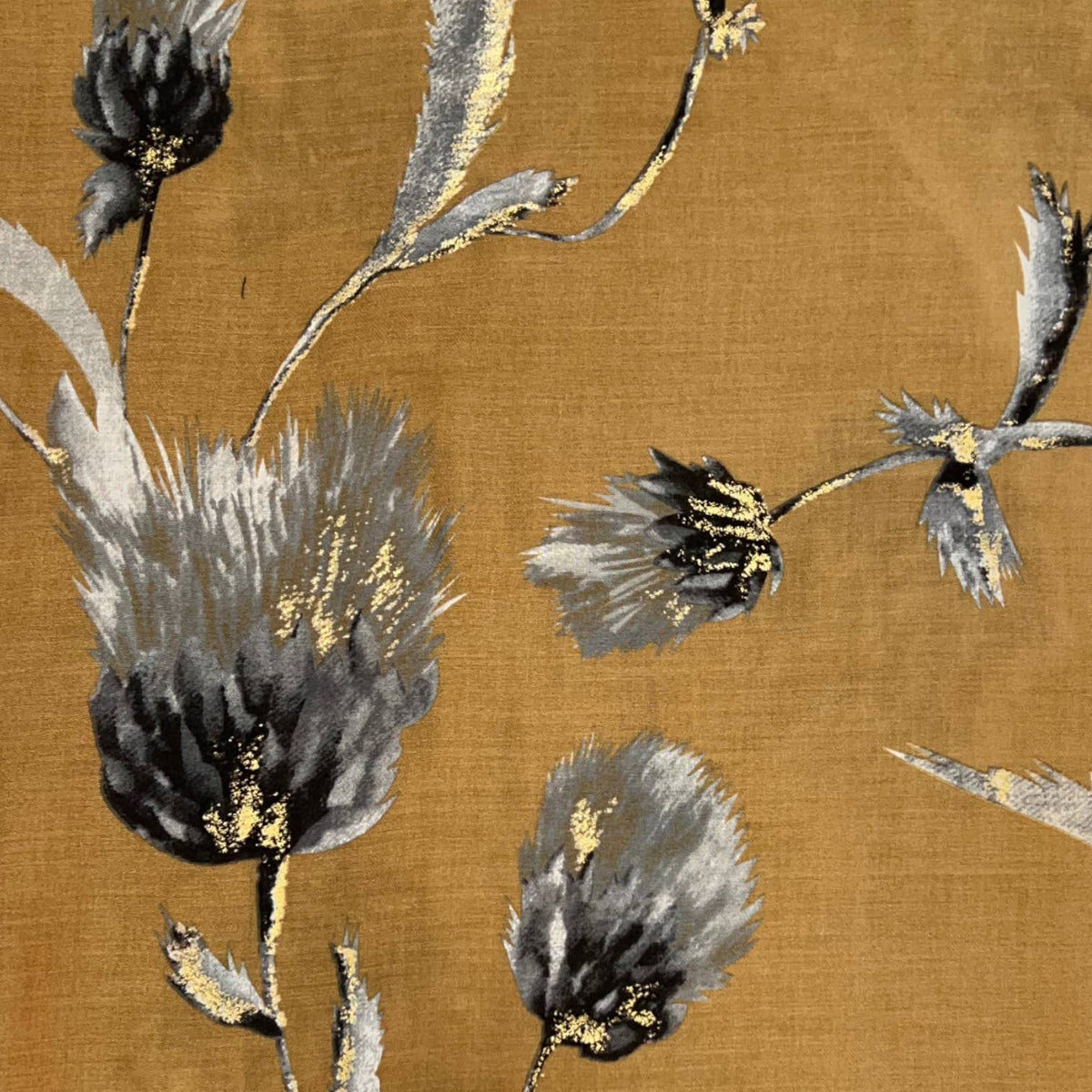 Dusty miller flower print on medium weight scarf