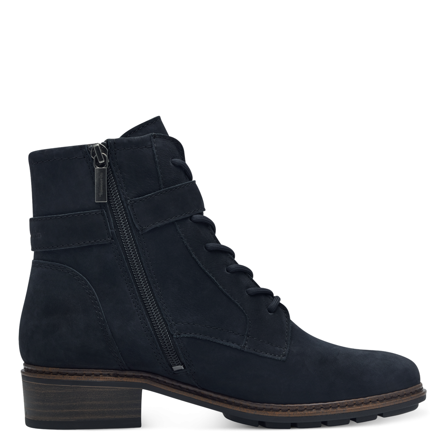 Tamaris Navy Nubuc Suede Leather Biker Boots image 5