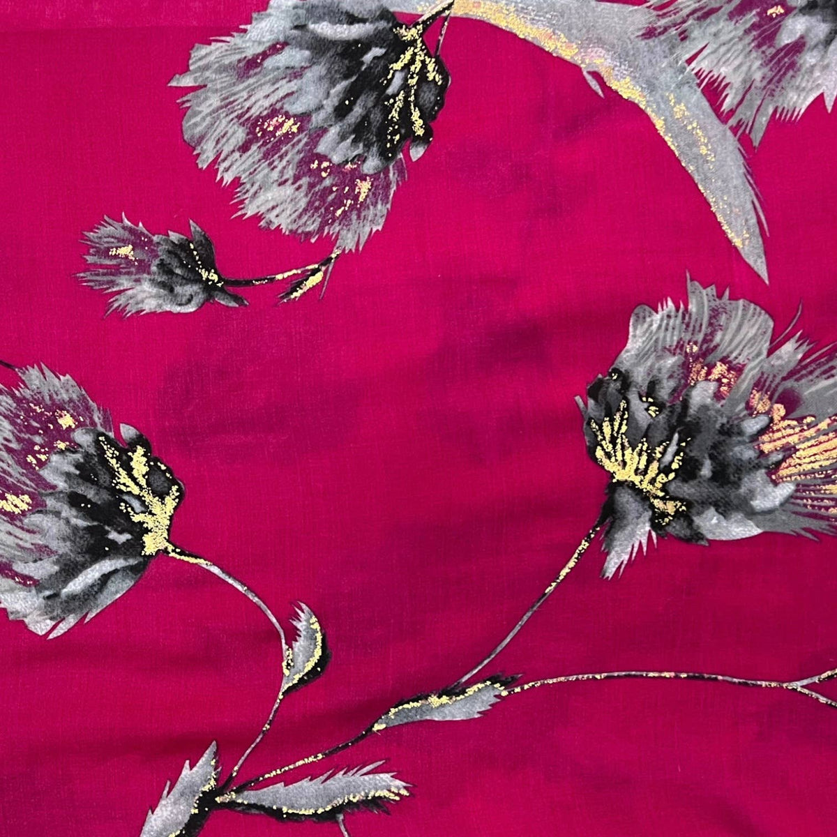 Dusty miller flower print on medium weight scarf