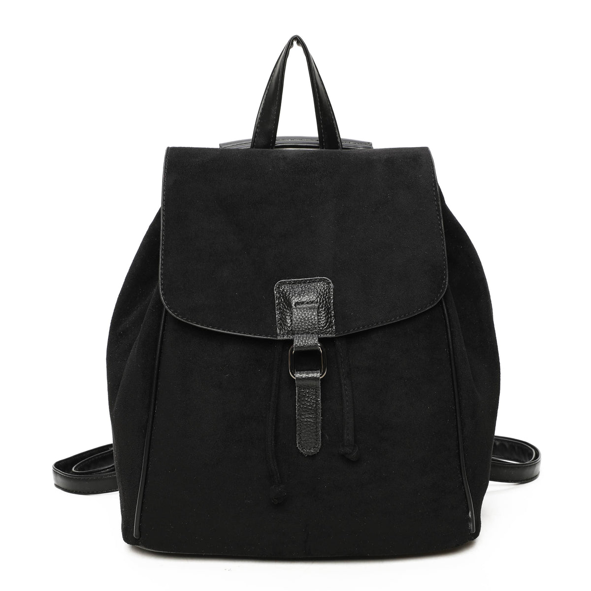 Suede-style flap backpack in Grey, Navy and Black - product view 4