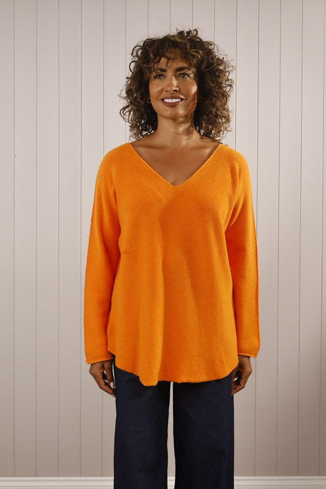 Goose Island V-Neck Jumper in Burnt Orange