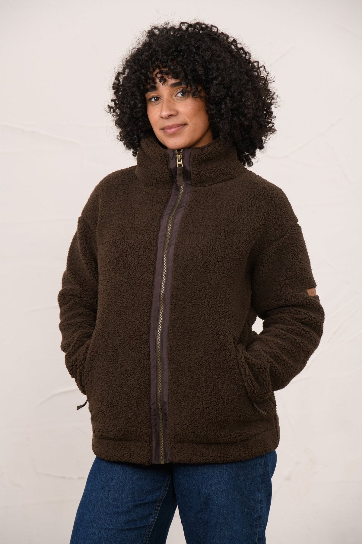 Lighthouse Cobh bonded zipped fleece in Cocoa