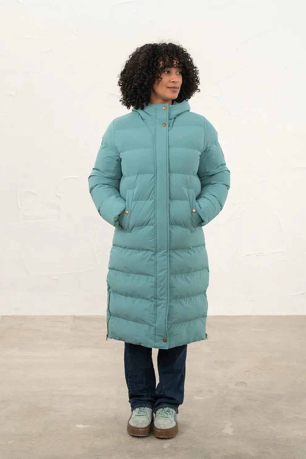 Lighthouse Savannah longline padded coat in Duck Egg