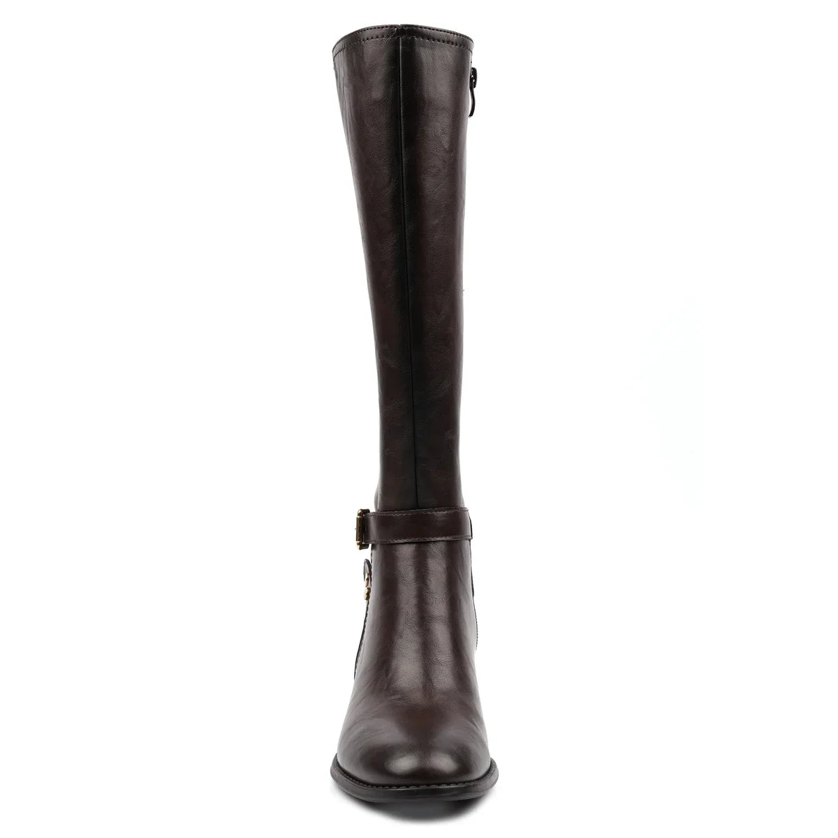 Lunar Sindy brown knee-high boot front view