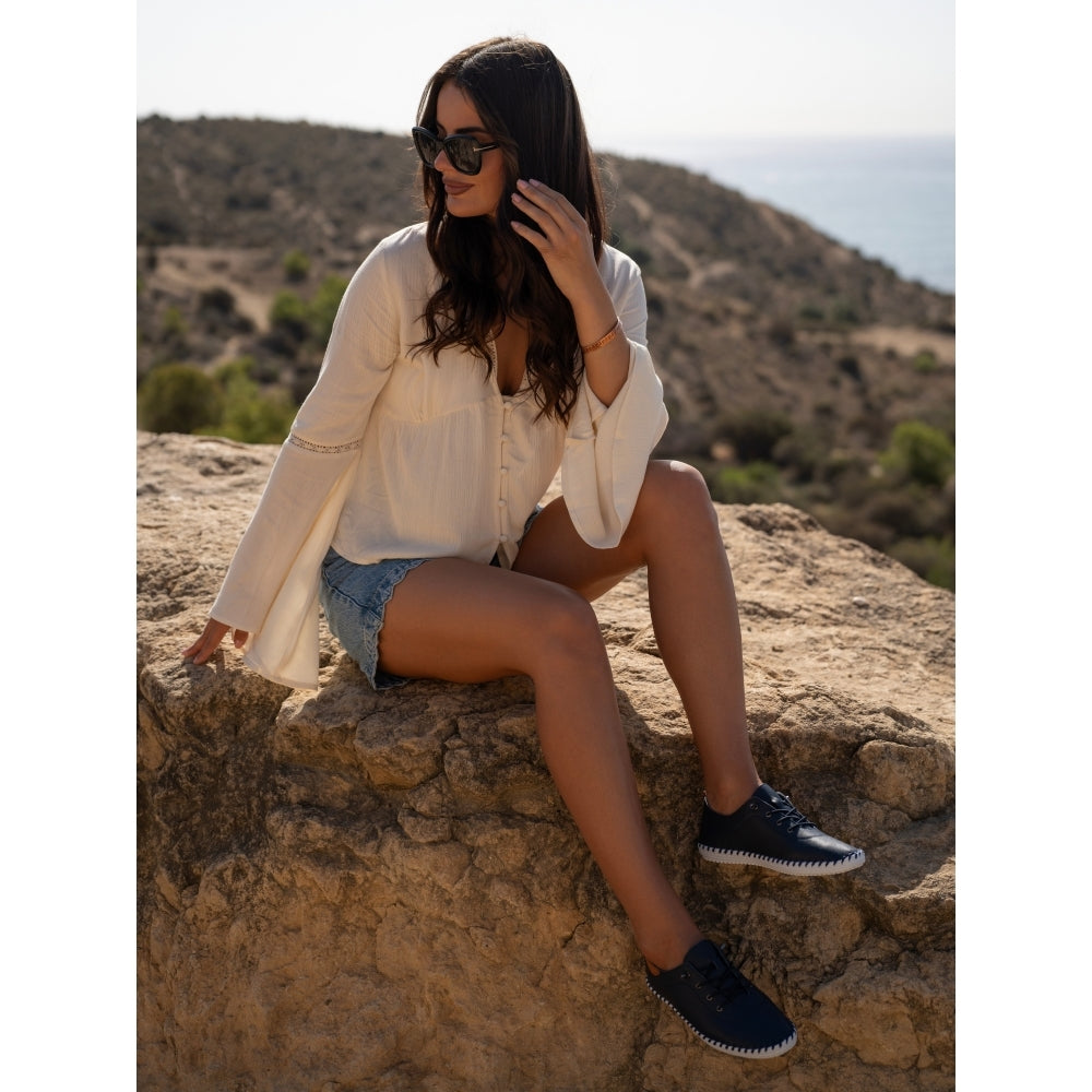 Lunar St Ives Leather Plimsoll - The Coastal Boutique